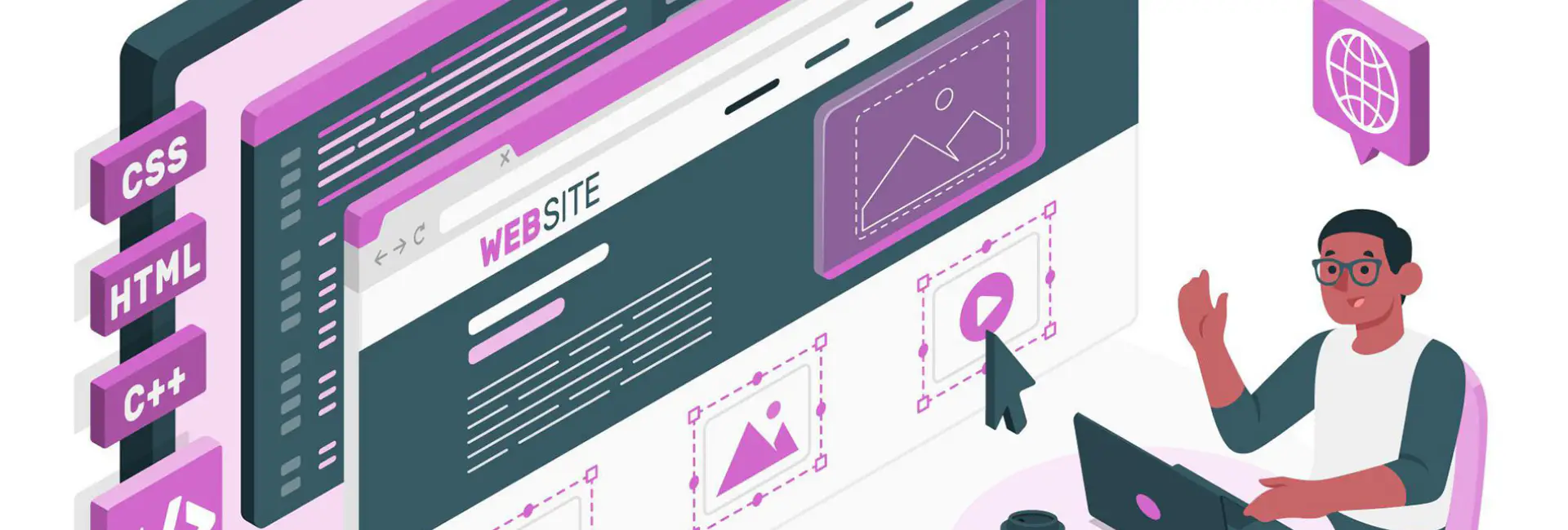 Computador mostrando site empresarial moderno para presença online.